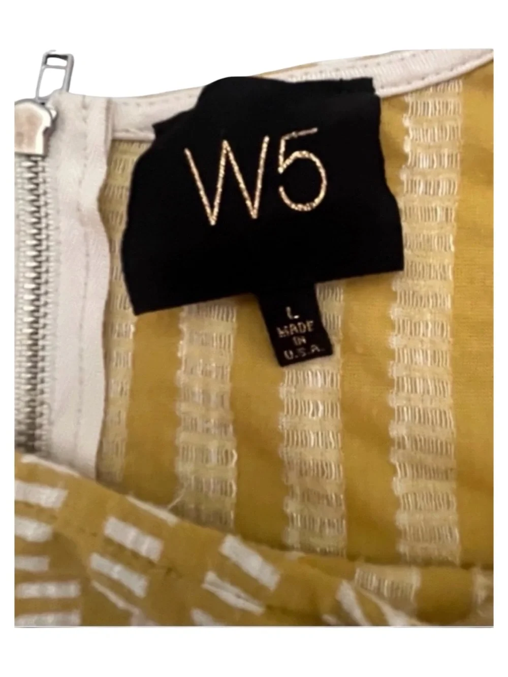 W5 Mustard Yellow Striped Blouse Large Cap Sleeve Work Top